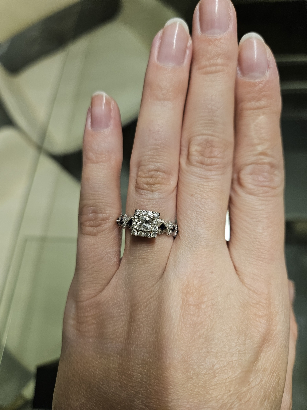 Vera Wang 1 CT. T.W. Diamond and Blue Sapphire Ring - Picture 9 of 10